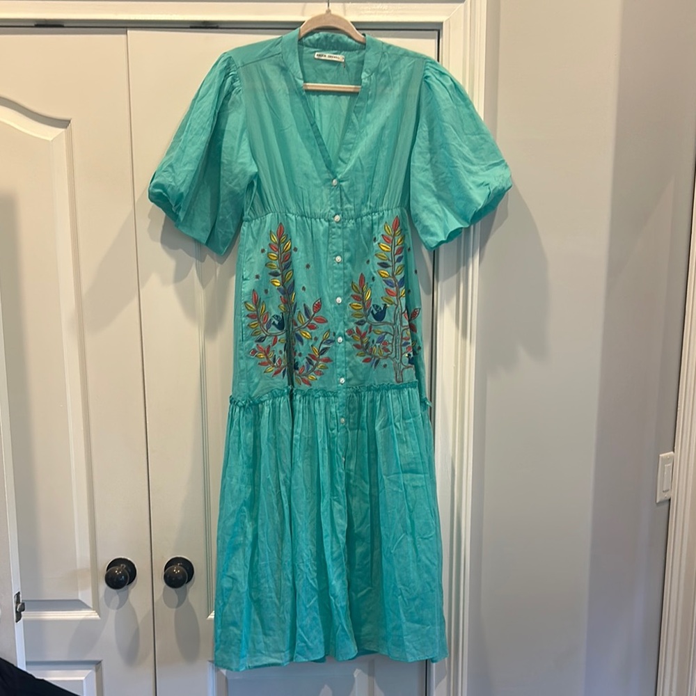 Embroidered Teal Dress